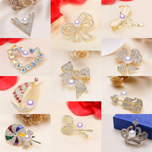 别针胸针胸花半成品 时尚 集合链接11 合金厚镀金韩版 DIY珍珠配件