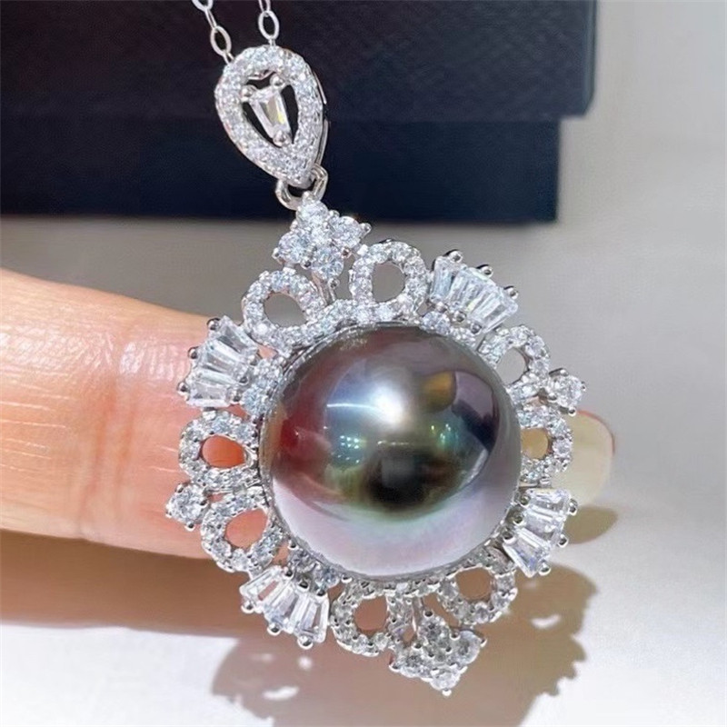 DIY珍珠配件 S925纯银豪华款优雅时尚高级感吊坠项坠半成品银托