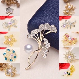 集合链接2 花卉别针胸针胸花半成品 DIY珍珠配件 合金厚镀金韩版