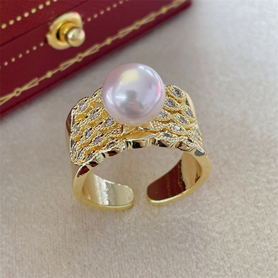 diy镀真金锆石质感开口珍珠