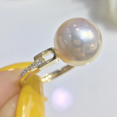 DIY珍珠配件 9.5mm 金色银色8 18K包金铜厚镀金K金款 戒指半成品