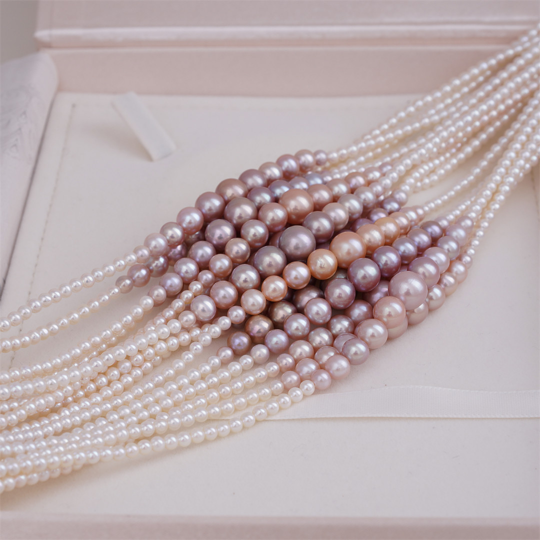 3-9mm淡水珍珠塔链 缤纷糖果色 层次感项链 诸暨山下湖产地