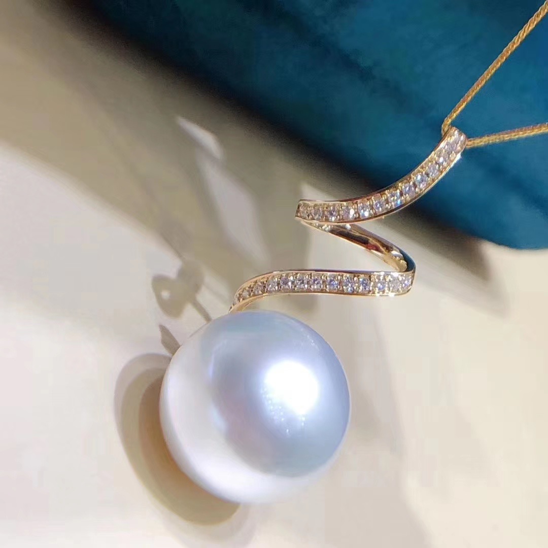 diy珍珠纯银设计款半成品吊坠