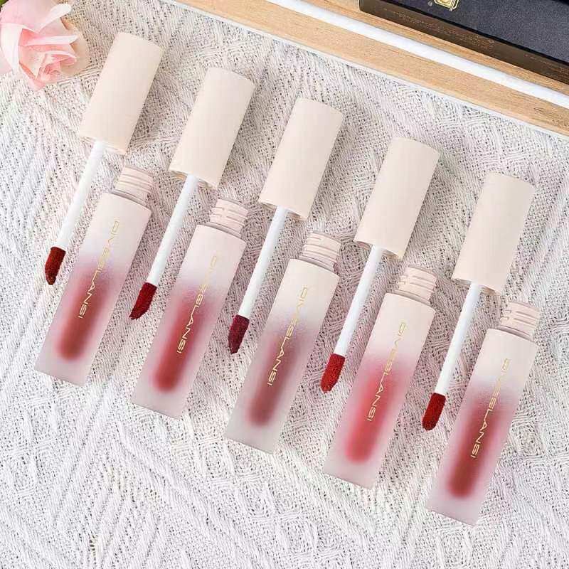 黛菲蓝茜触感丝绒口红唇釉豆沙色哑光雾面唇泥学生平价唇部彩妆