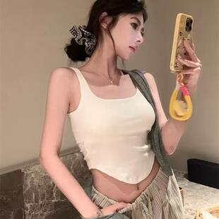 抹胸上衣 純欲風性感吊帶背心女帶胸墊設計感內搭外穿打底辣妹修身
