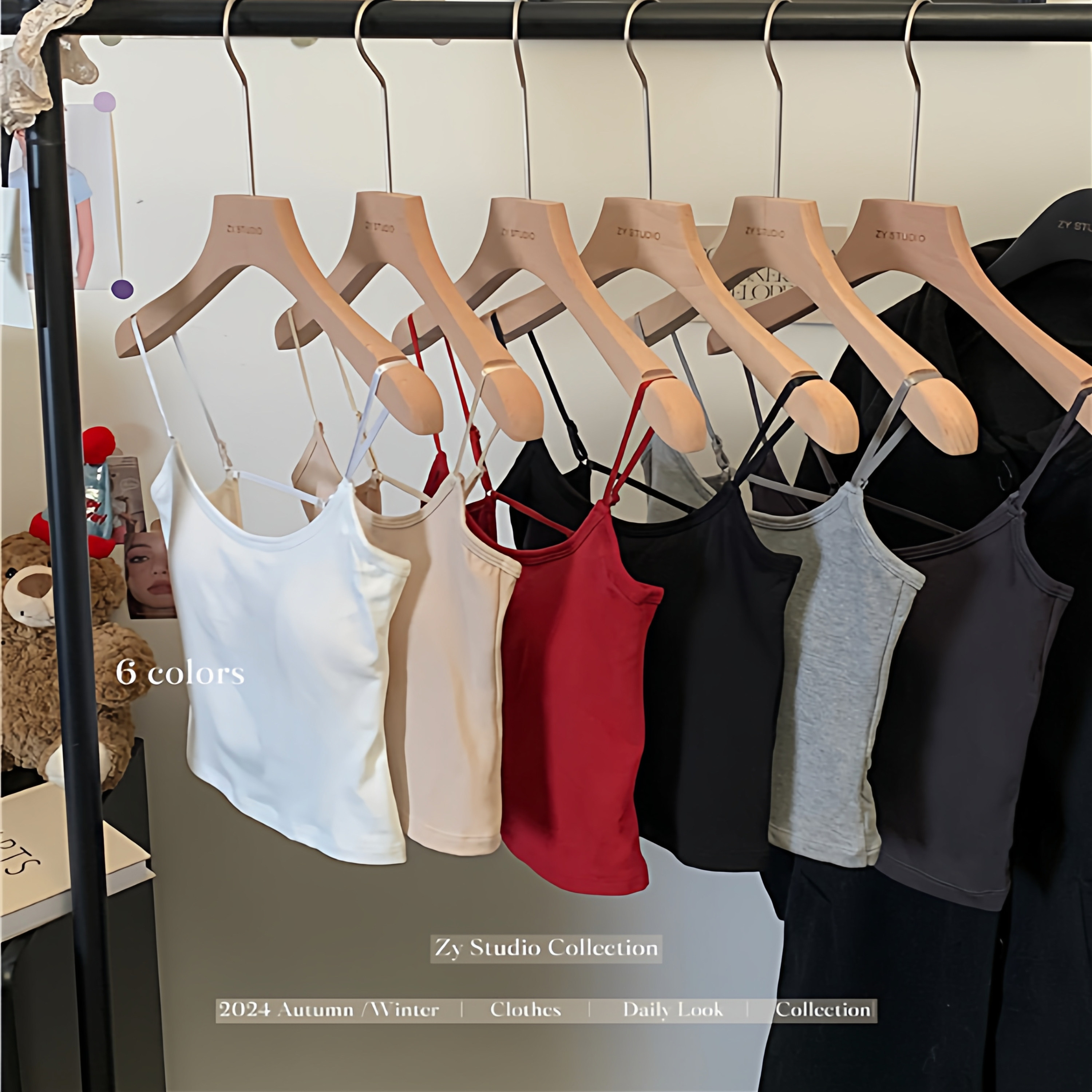 纯欲风磨毛露背镂空吊带背心女秋冬季内搭带胸垫辣妹美背保暖上衣