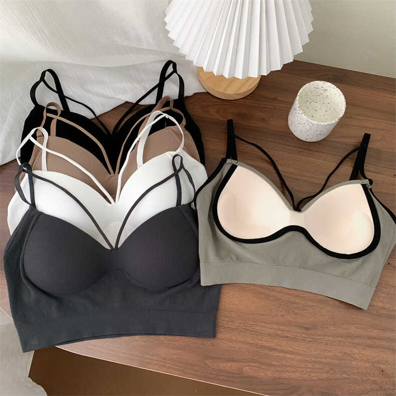 辣妹吊带背心女性感V领内搭带胸垫聚拢裹胸打底短款上托抹胸内衣