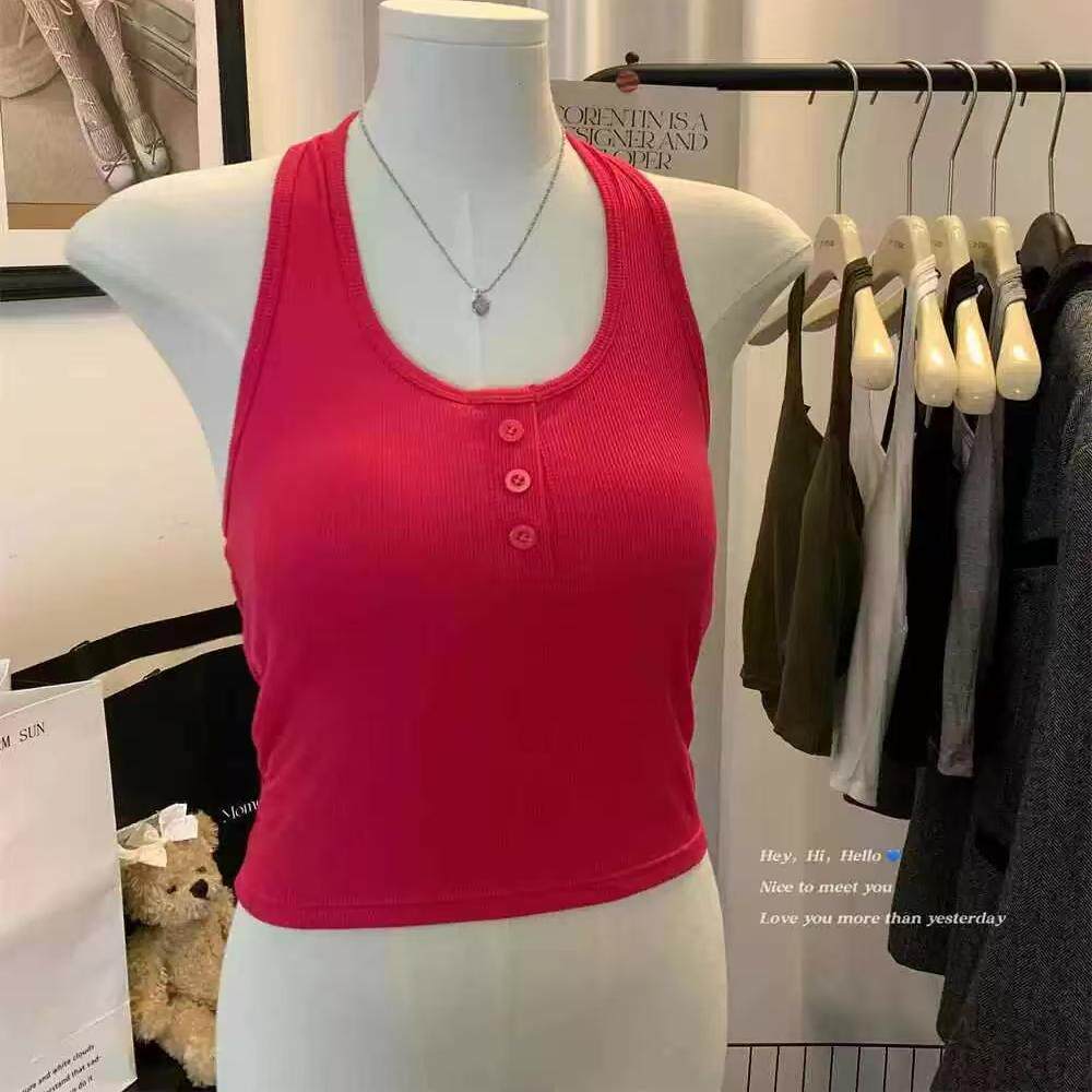 纯欲风性感挂脖吊带背心女带胸垫内搭修身显瘦辣妹抹胸打底上衣潮