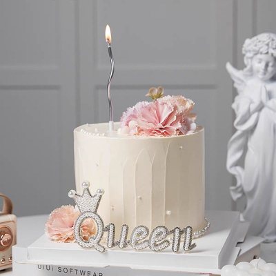 网红珍珠款queen女神蛋糕装饰摆件母亲节妈妈生日装扮珍珠MOM插件