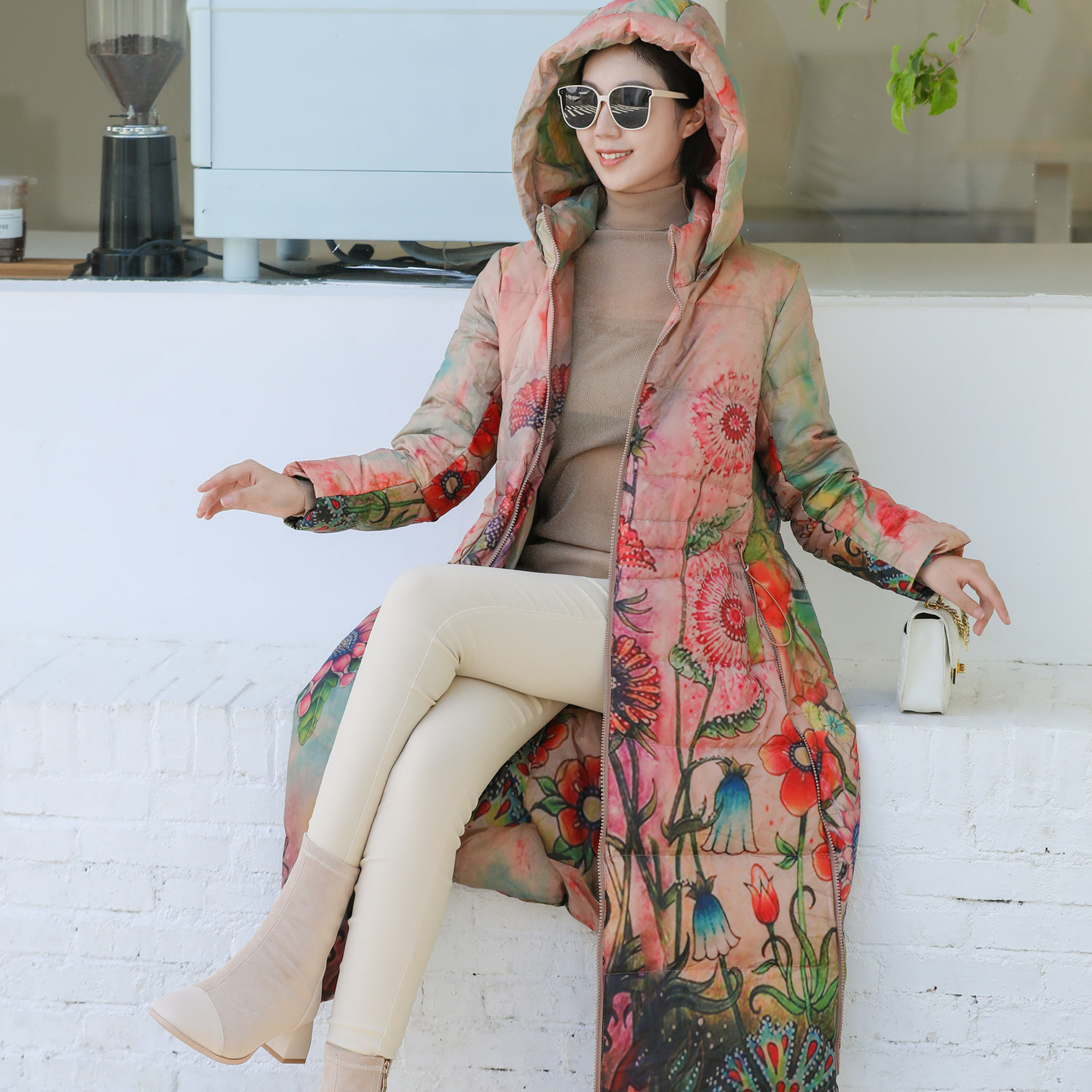 拜占庭的森林连帽保暖复古印花外套长款过膝宽松收腰白鸭绒羽绒服,女装/女士精品,羽绒服,淘宝优惠券,粉丝福利购,淘宝优惠卷