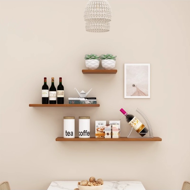原木壁挂一字隔板美甲店展示架墙上置物架收纳储物架实木隔板书架
