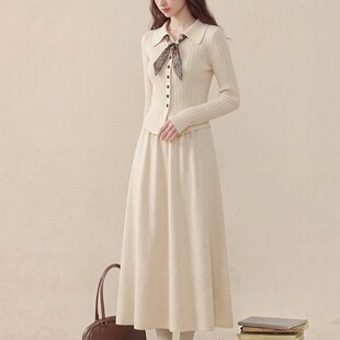 秋冬新款美拉德穿搭冬天套装针织开衫毛衣半身裙两件套女