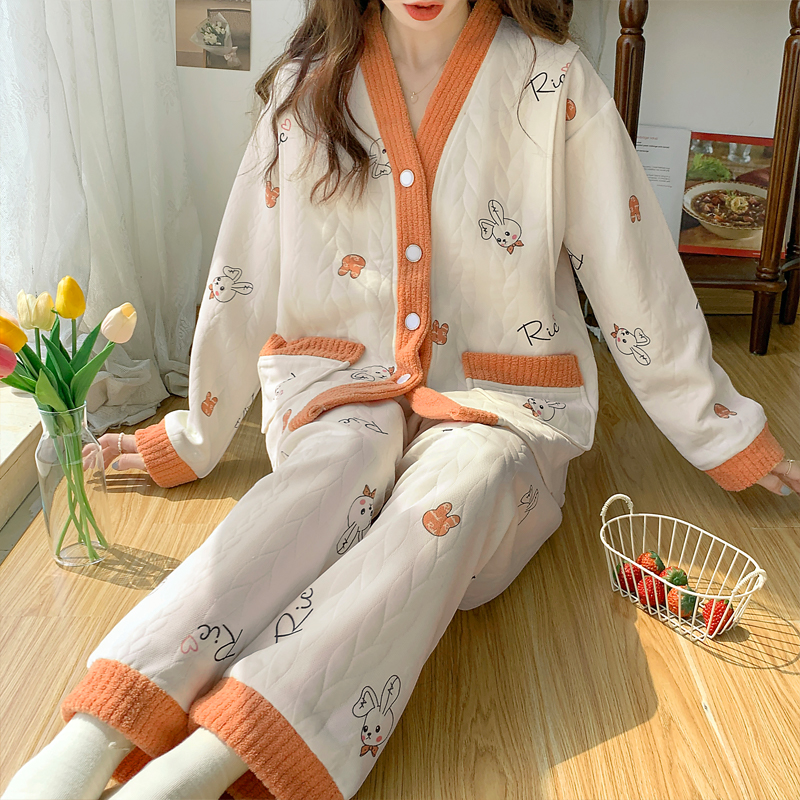 空气棉月子服秋冬产后纯棉8月份9加厚孕妇睡衣春秋哺乳产妇家居服