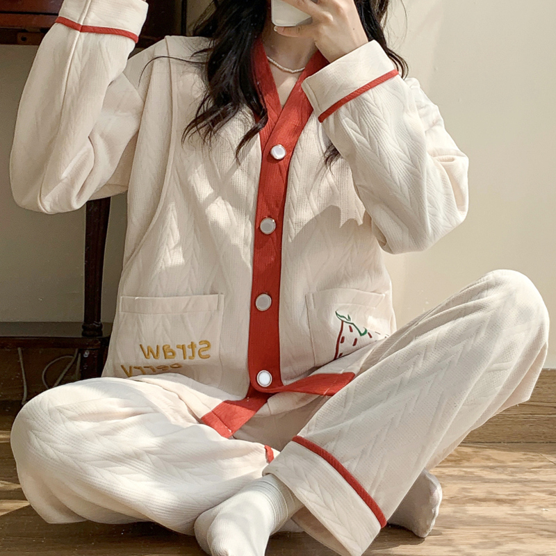 秋冬季空气棉月子服，春秋纯棉产后10月份哺乳孕妇睡衣产妇家居服坐-第4张图片-提都小院