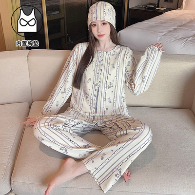 帽子带胸垫月子服纯棉哺乳睡衣产后孕妇春秋冬季产妇家居服可外穿 — 4