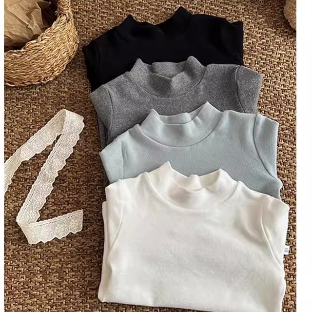 高克重棉男童女童软糯保暖半高领内衣儿童宝宝长袖纯色打底衫25冬