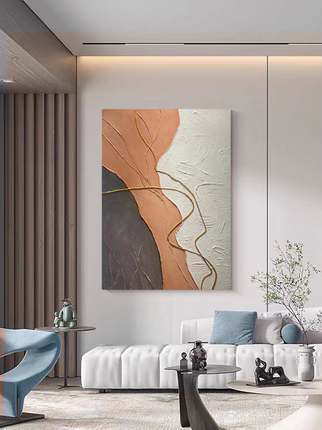 意式极简抽象艺术手绘油画客厅沙发背景墙装饰画高级感肌理玄关画