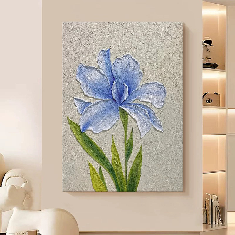 原创《花卉》手绘油画客厅绿色风景装饰画酒店样板间玄关肌理挂画图片