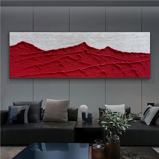 客厅横版抽象装饰画细长条厚肌理挂画样板房挂画原创立体简约壁画