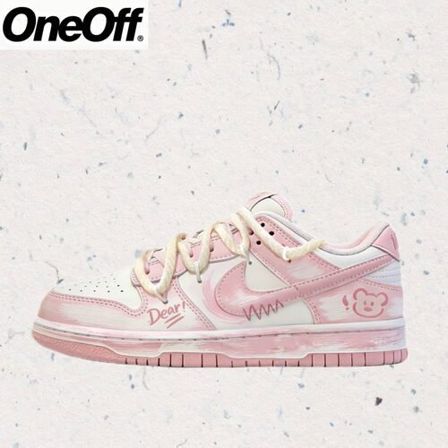 【定制球鞋】Nike Dunk Dear小熊粉色晕染解构双鞋带耐磨低帮板鞋