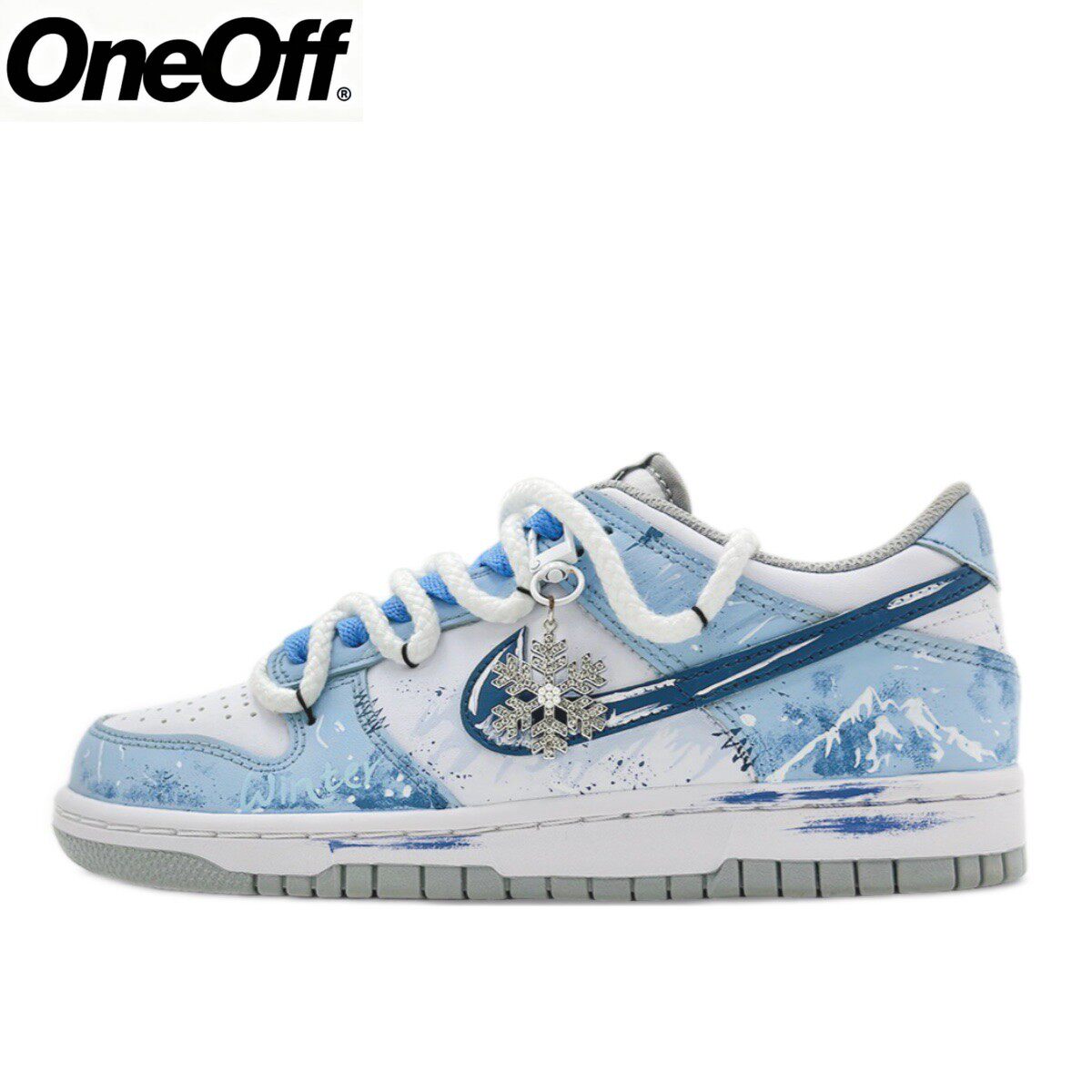 【定制球鞋】Nike Dunk 雪山消融手绘双鞋带板鞋男女同款天蓝色