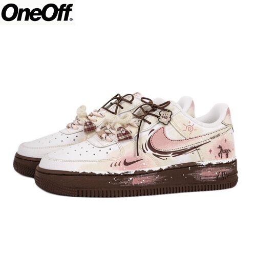 【定制球鞋】NikeAirForce1胡桃手信美拉德百搭板鞋女款桃粉色
