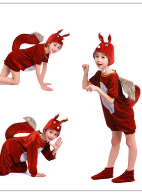 松鼠儿童演出服卡通动物表演服小动物运动会入场式小松鼠表演服装