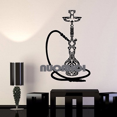 阿拉伯水烟造型壶墙贴画家居装饰hookah餐厅橱窗防水玻璃镂空贴纸