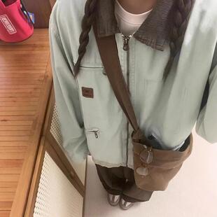 外套女春秋款日系复古休闲宽松男女款潮牌工装翻领底特律夹克上衣