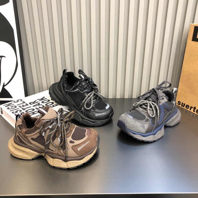 双鞋带加绒厚底增高显瘦老爹鞋