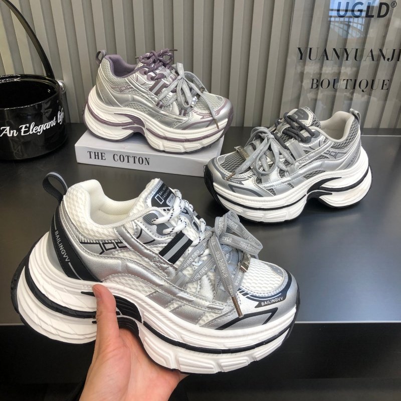 欧洲站2026春新款厚底老爹鞋女系带增高显腿长透气休闲百搭运动鞋,女鞋,老爹鞋,淘宝优惠券,粉丝福利购,淘宝优惠卷