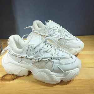 小白鞋2023新款欧洲站系带百搭春秋厚底运动鞋女老爹鞋女ins潮