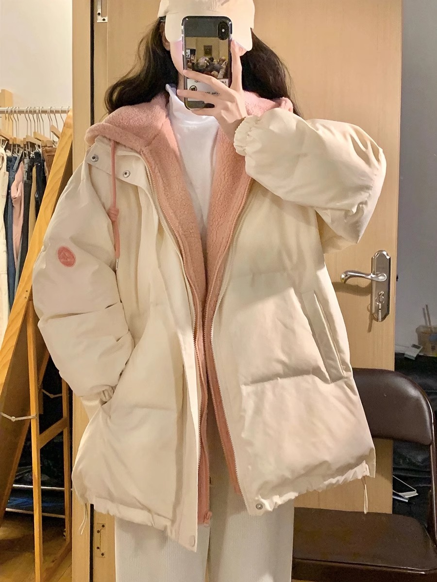 韩系宽松冬装羊羔毛外套女款