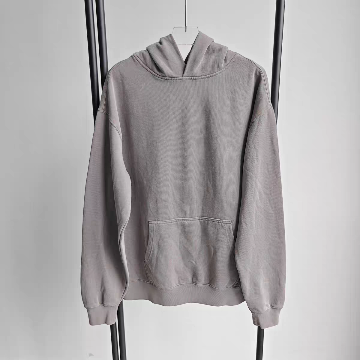 炒色水洗做旧！色系超正！美式简约废土风宽松大码加绒连帽卫衣