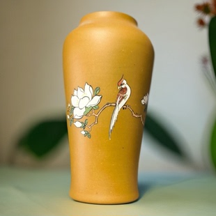 创意杂件全手工原矿段泥精品紫砂泥绘小插花瓶