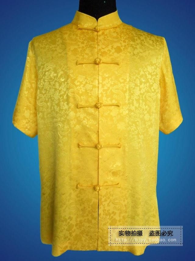 【包邮】喇嘛服真丝衬衣僧衣上师衣服提花双绉对襟短袖衬衫