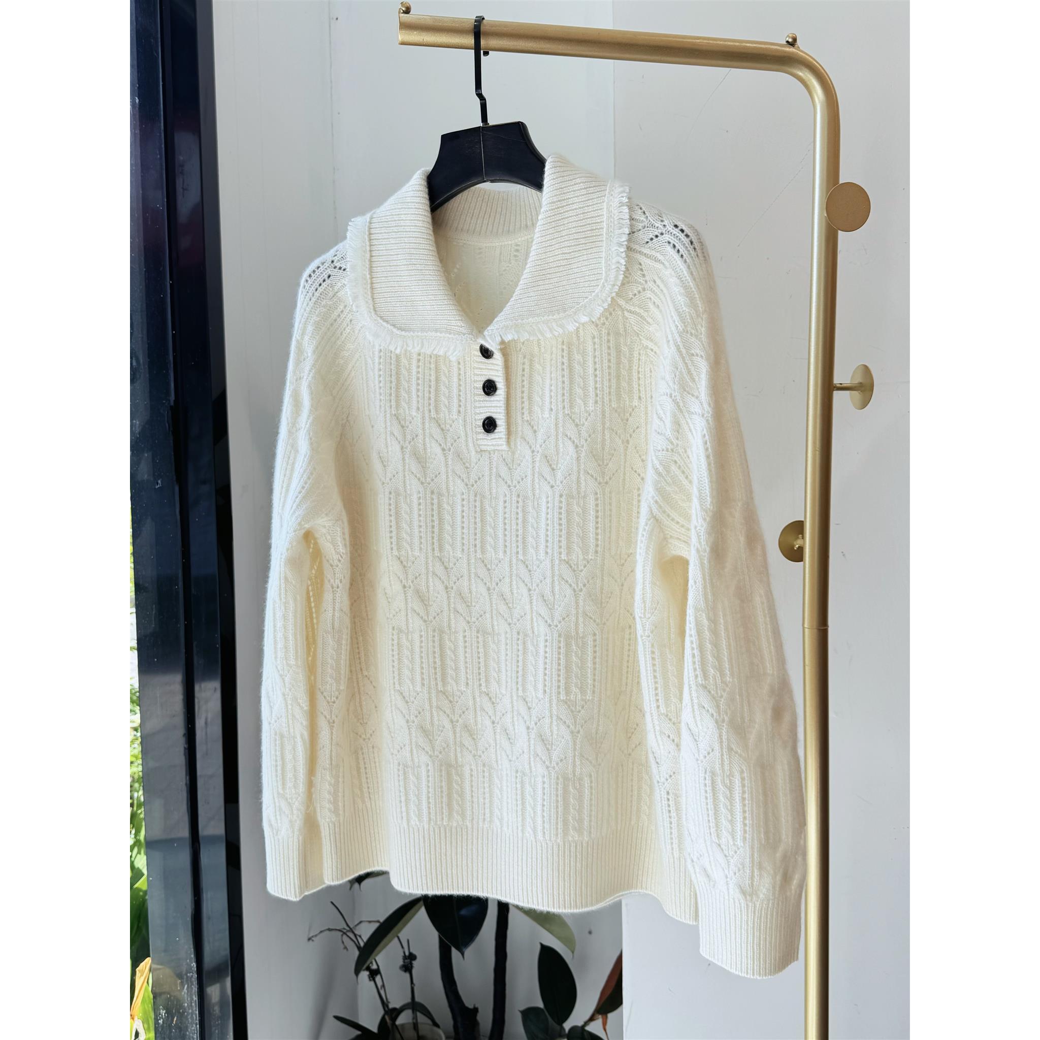 Free to wear2026秋季新款休闲女长袖针织衫显瘦上衣娃娃领山羊绒