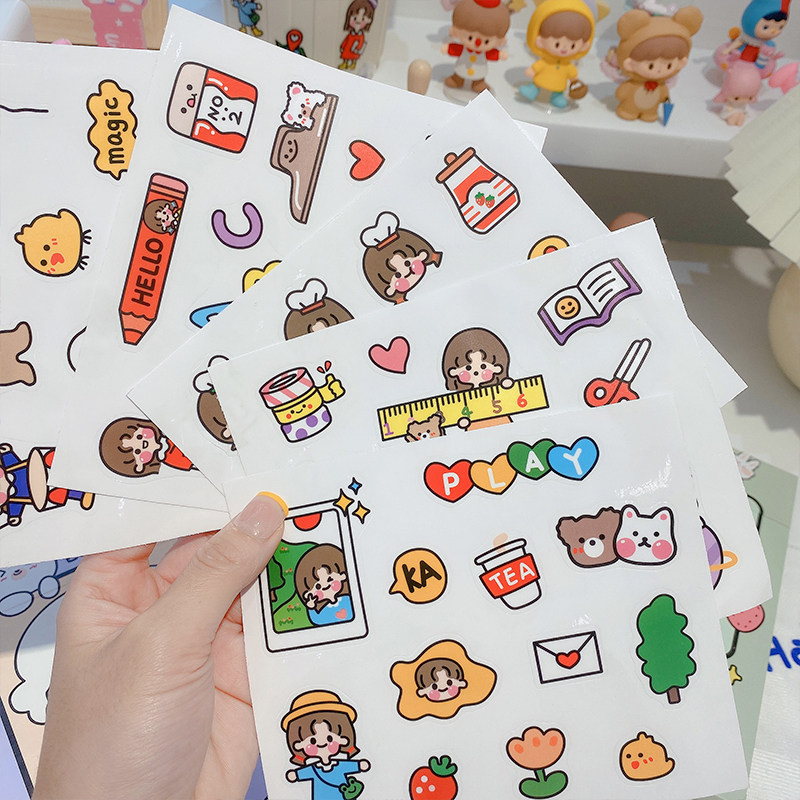 卡通可爱pvc防水贴纸少女心diy手账杯子手机壳装饰贴子ins小贴画