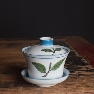 潮州老茶器 功夫茶具迷你盖碗三才碗茶备 90年代枫溪瓷厂库存老货