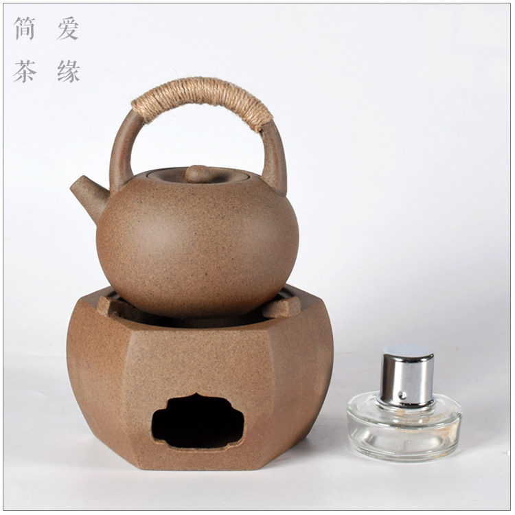 耐热酒精炉煮茶器 陶壶功夫煮茶壶粗陶提梁壶 陶瓷茶道烧水壶家用