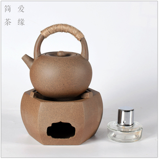 耐热酒精炉煮茶器 陶壶功夫煮茶壶粗陶提梁壶 陶瓷茶道烧水壶家用
