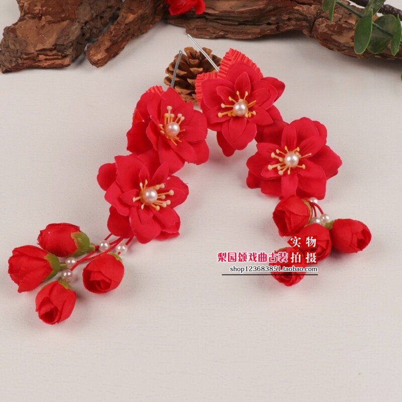 京剧服装戏曲戏剧化妆道具包头用品小姐双朵鬓花桃花头饰小花头花
