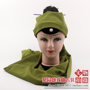 新款戏曲京剧老生青衣老旦冠小勒子包头布巾化妆头饰配件用品黑色