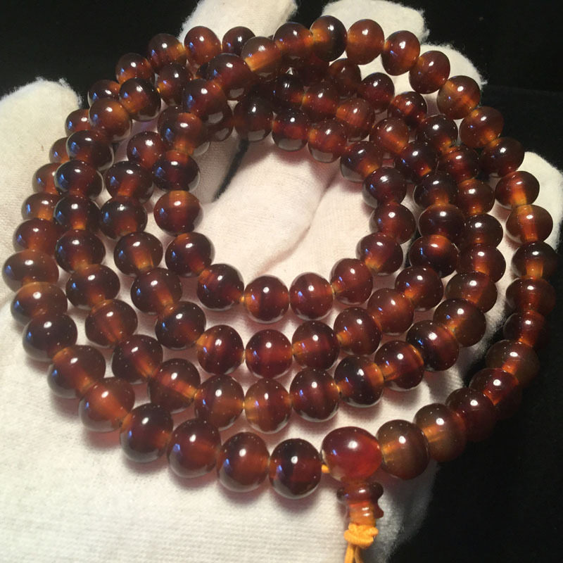 天然酒红色山龟108颗佛珠 山龟壳珠子男女款修行佛珠念珠手串手链