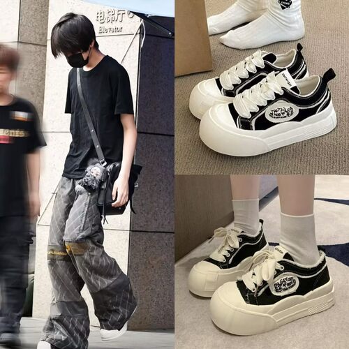 TF家族4代王橹杰同款小白帆布板鞋女春夏ins潮小众百搭休闲运动鞋