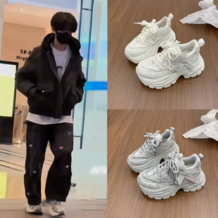 TF家族四代左奇函同款厚底增高老爹鞋春小个子百搭款显脚小运动鞋