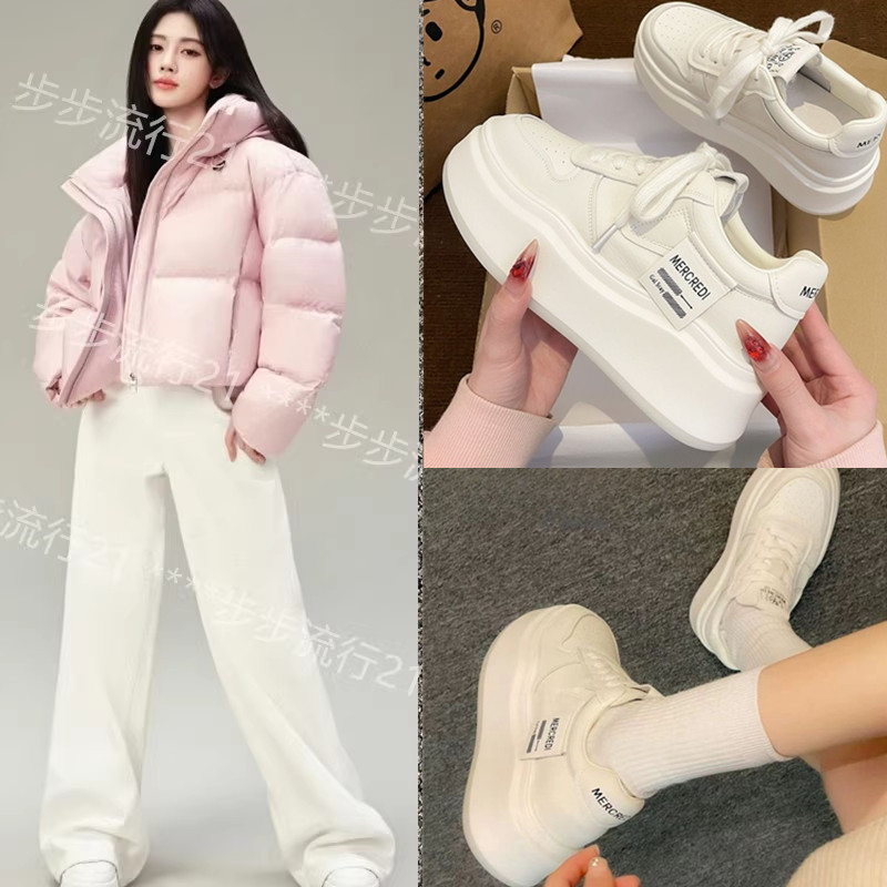 鞠婧祎同款奶fufu小白鞋厚底新款显小增高ins潮百搭小众设计板鞋图片