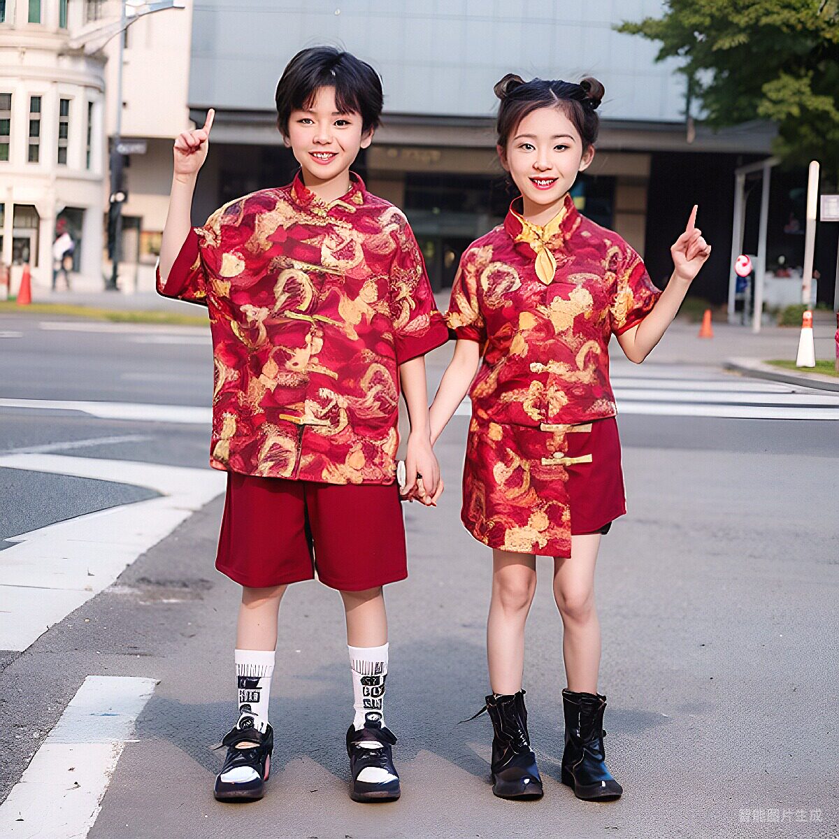 喜庆班幼儿园表演服啦啦队中国风