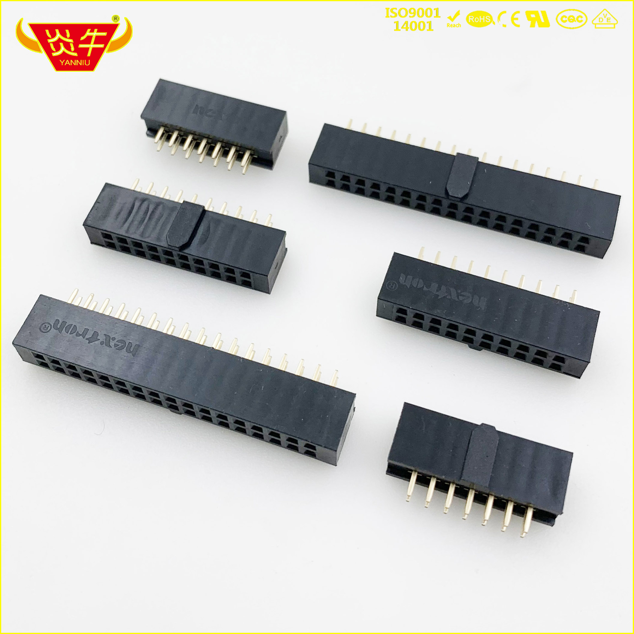 原装台湾正凌精工NEXTRON 2.54mm 带鼻排母 带定位防呆 牛角母座