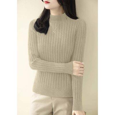 春季新装款厚半高领身长袖针织打底885//X10衫毛衣女修黑色内搭高